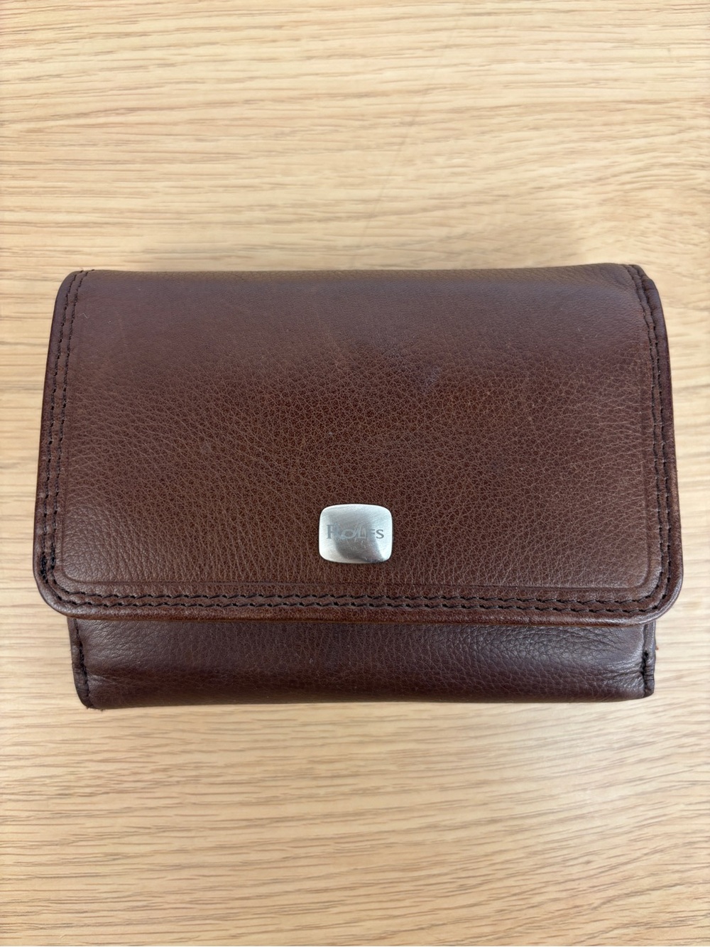 Vintage Rolfs Brown Pebbled Leather Trifold Wallet